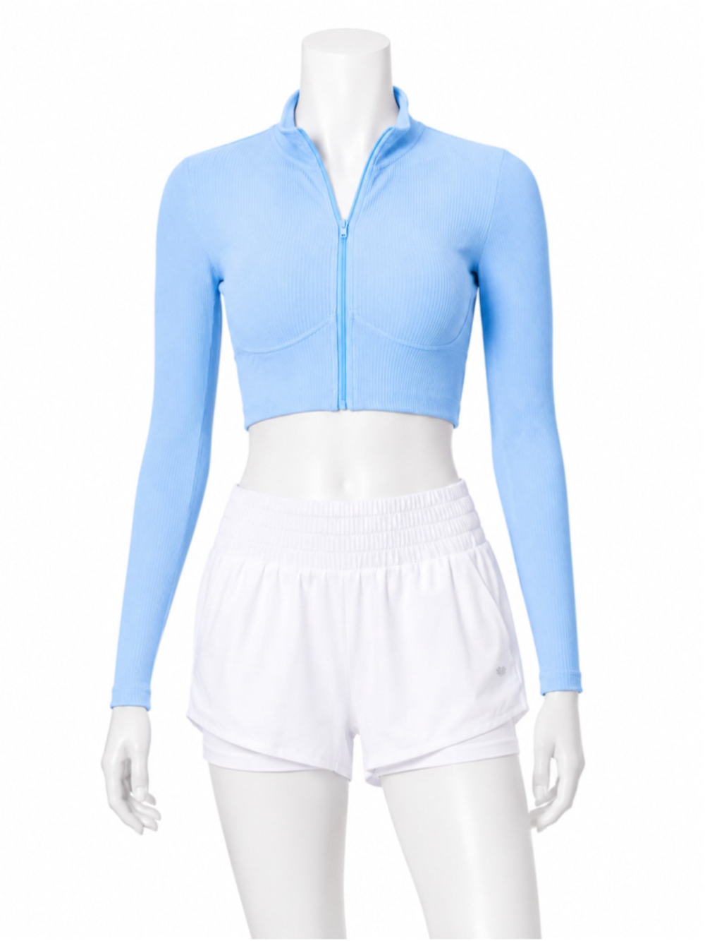Forever 21 Active Powder Blue Cropped Zip-Up Jacket – Size M - Picture 2 of 7